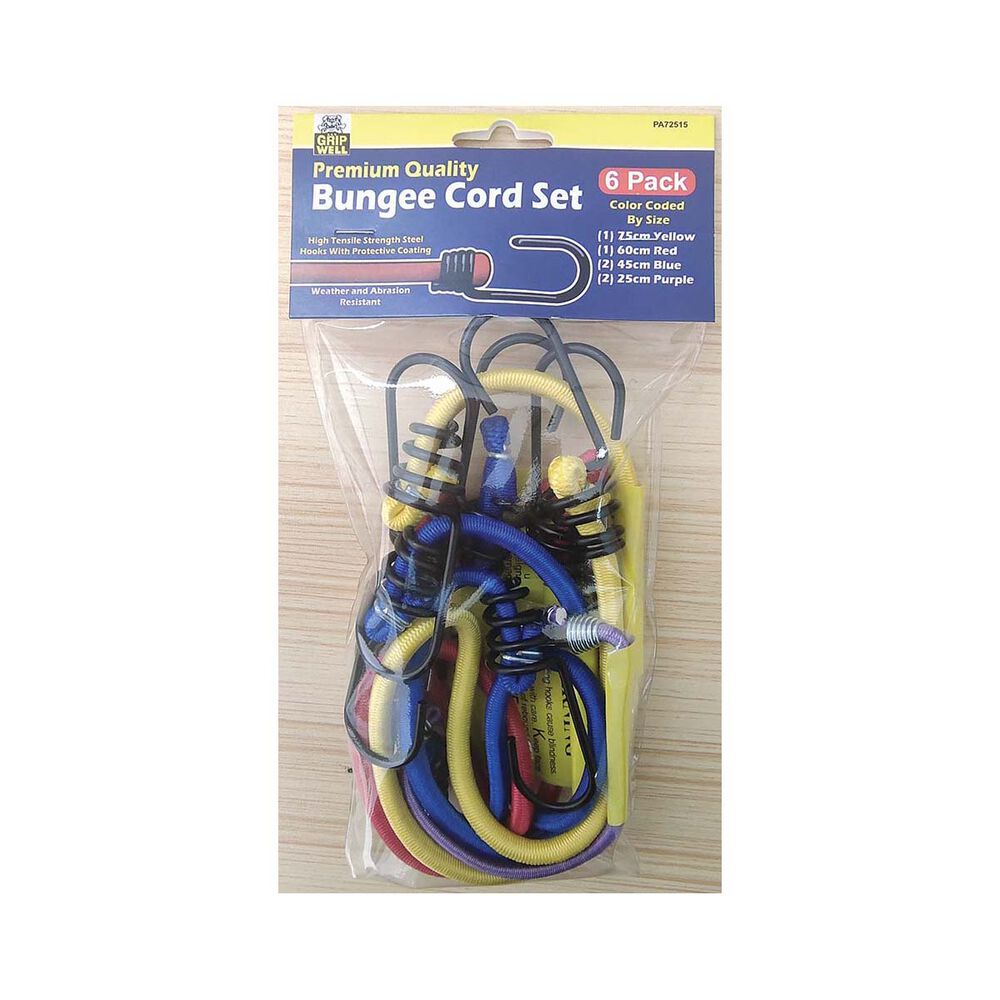 Bungee Cord, Metal Hook 6 Pack BCF