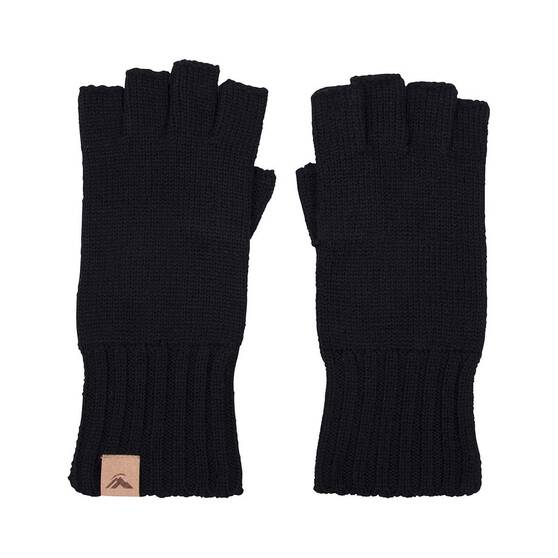 Macpac Unisex Fingerless Merino Gloves, Black, bcf_hi-res