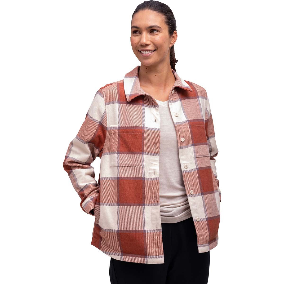 Macpac Women's Hudson Overshirt Maple Syrup Plaid 8, Maple Syrup Plaid, bcf_hi-res