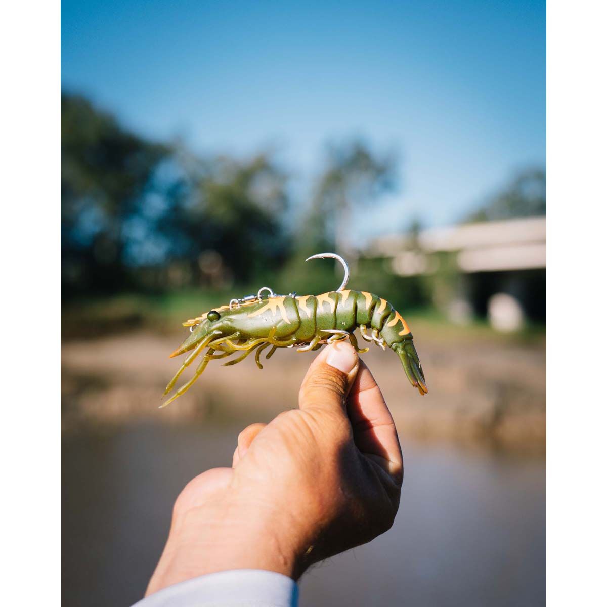 Nomad Live Ops Sumo Shrimp Pre-Rigged Soft Plastic Lure 6.5in Fire Tiger, Fire Tiger, bcf_hi-res