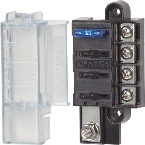 Blue Sea Systems ST Blade Compact Fuse Block - 4 Gang with Cover, , bcf_hi-res