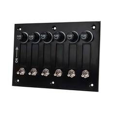 Bowline Switch Panel 6 Gang Bakelite Black, , bcf_hi-res