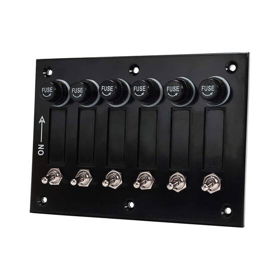 Bowline Switch Panel 6 Gang Bakelite Black, , bcf_hi-res
