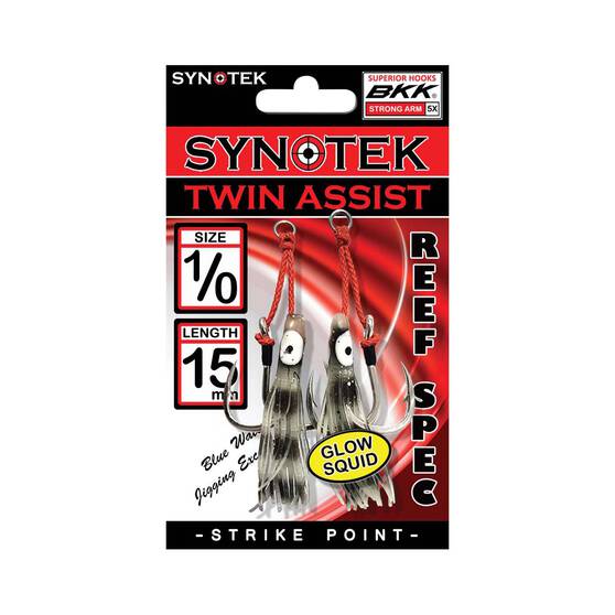 Synotek Twin Assist Hooks 1/0 1.5cm Black Glow, Black Glow, bcf_hi-res