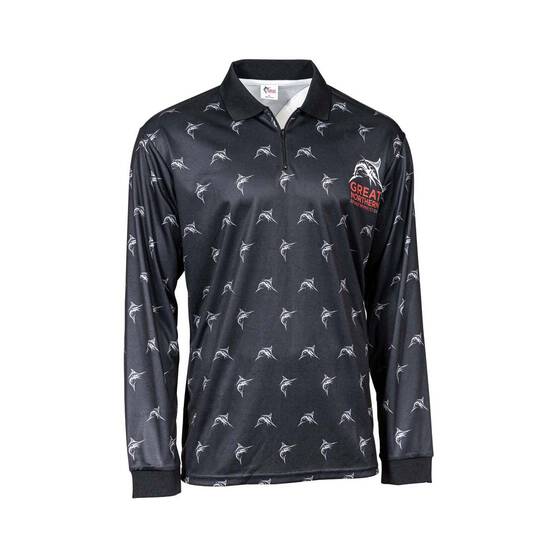 The Great Northern Brewing Co. Men's Print Sublimated Polo, Black, bcf_hi-res