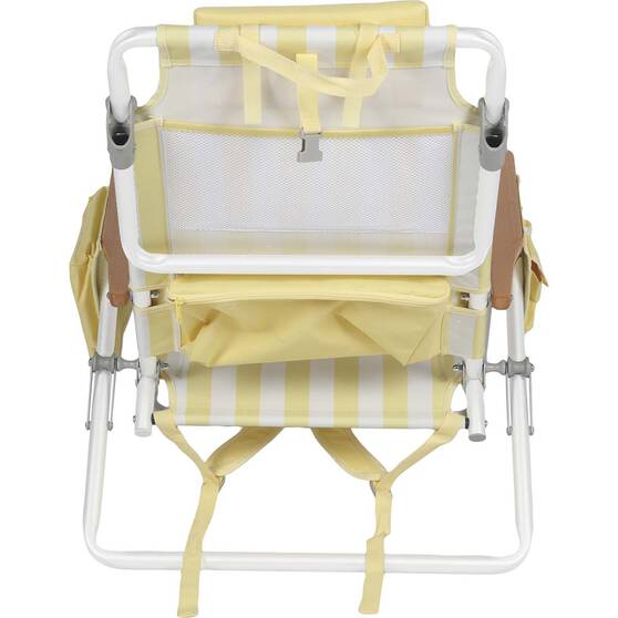 Wanderer Noosa Premium Beach Chair Yellow Stripe 150kg, , bcf_hi-res