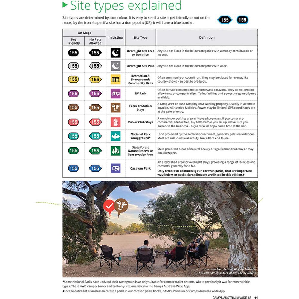 Camps 12 Australia Wide Free & Budget Campsite Book A4 Standard