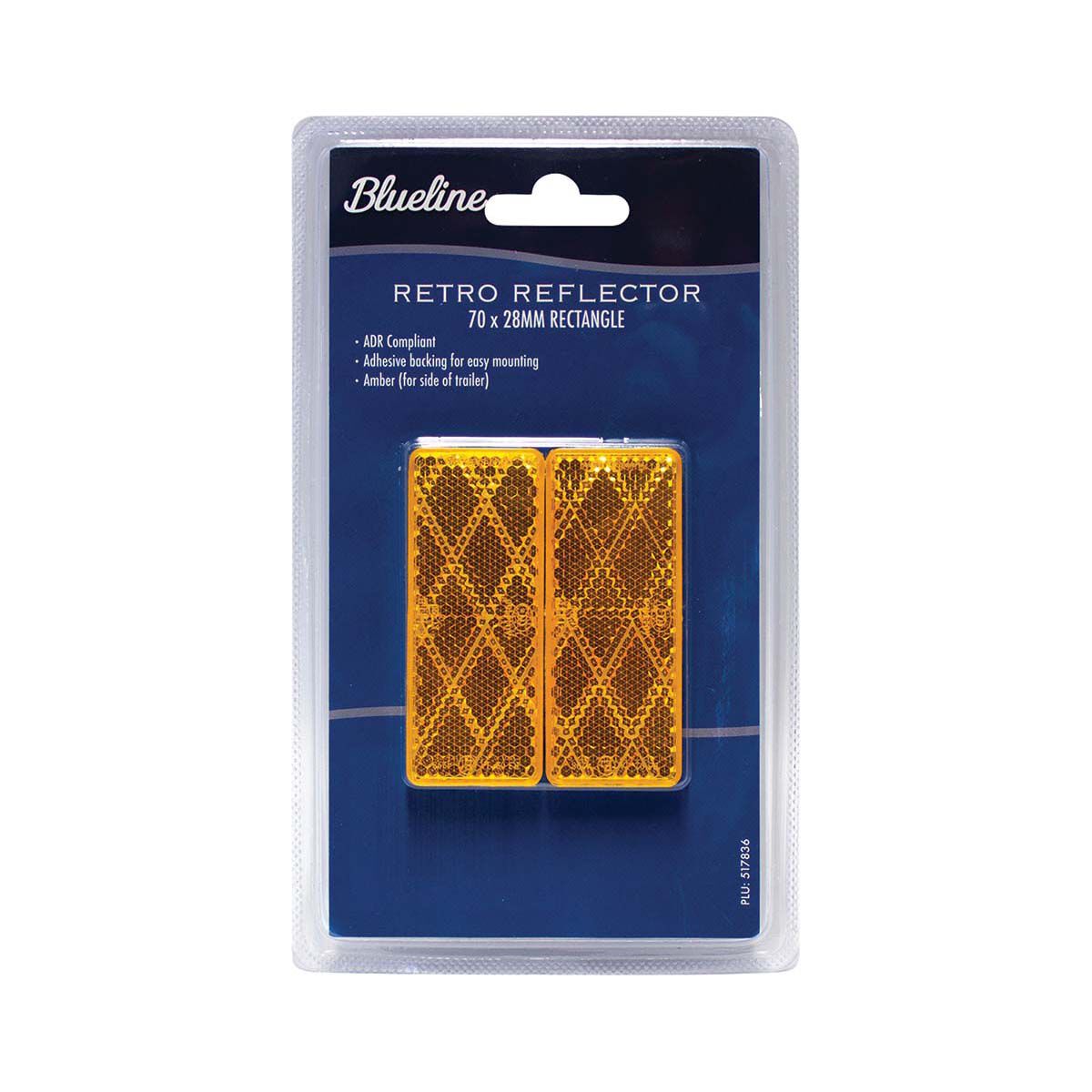Blueline Trailer Reflectors 70x28mm 2 Pack Amber, Amber, bcf_hi-res