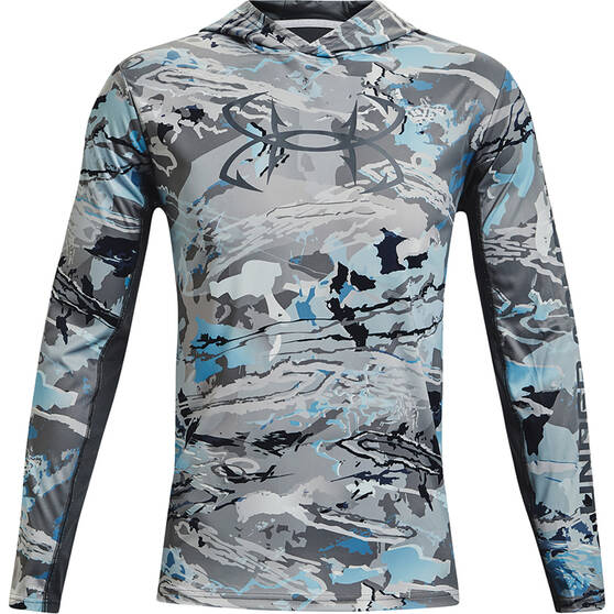 Under Armour Men's Iso-Chill Shore Break Camo Hooded Sublimated Shirt, UA Hydro Camo / Pitch Grey, bcf_hi-res