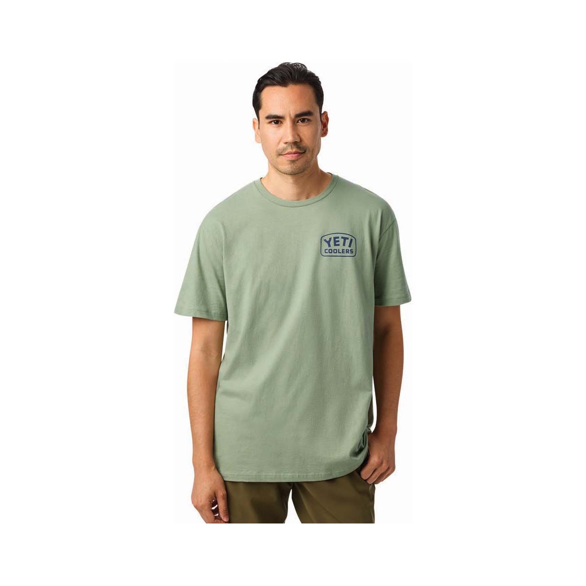 YETI Coolers&reg; Men's Reelin&rsquo; Feelin' Fishing Short Sleeve Tee, Olive, bcf_hi-res
