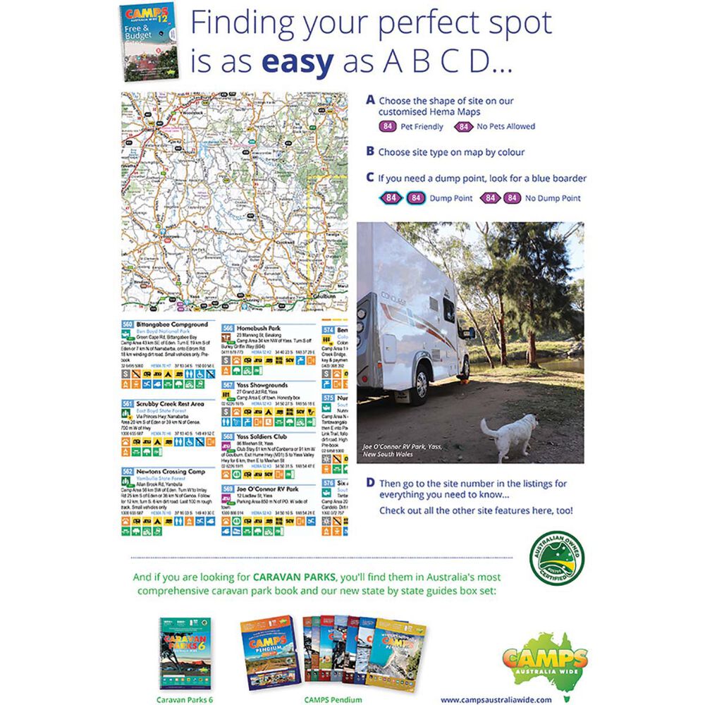 Camps 12 Australia Wide Free & Budget Campsite Book A4 Standard