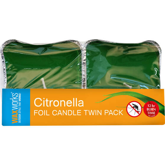 Waxworks Foil Citronella Candle 2 Pack, , bcf_hi-res