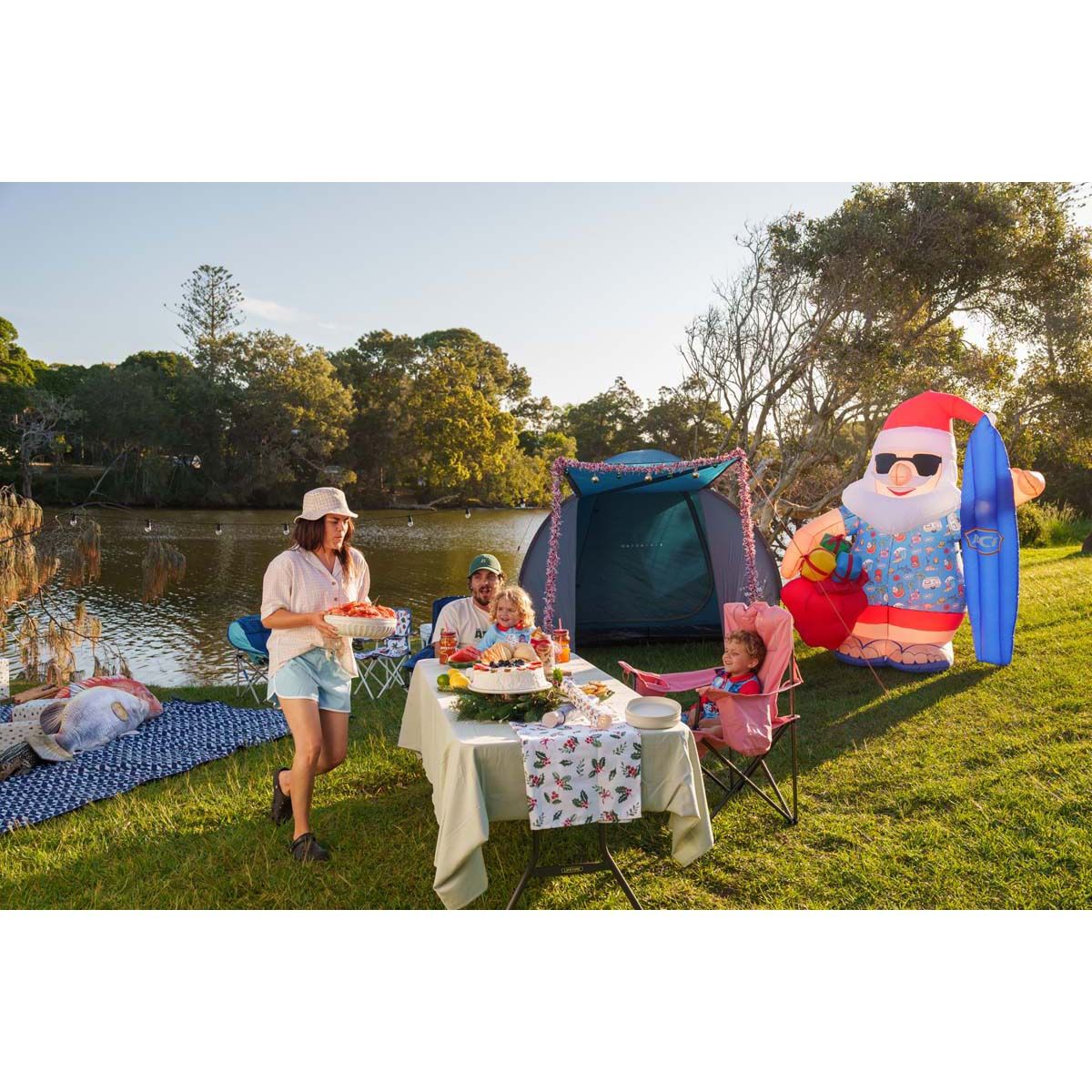 BCF Inflatable Surfing Santa 215cm x 175cm, , bcf_hi-res