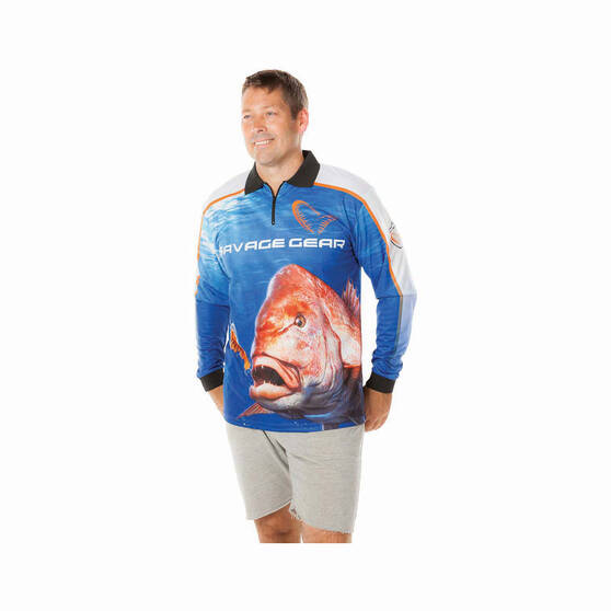 Savage Gear Men's Snapper Fishing Shirt Blue 3XL, Blue, bcf_hi-res