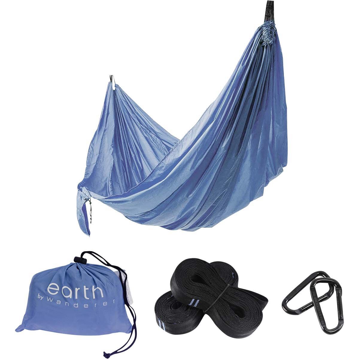 earth by Wanderer&reg; Recycled Nylon Double Hammock + Kit Blue, Blue, bcf_hi-res