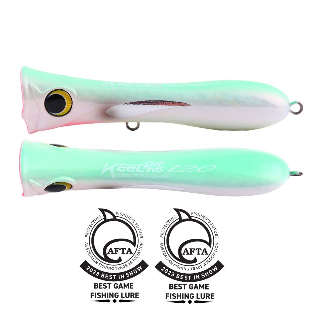 Ocean's Legacy Keeling Pop Surface Popper Lure 170mm Pink Glow, Pink Glow, bcf_hi-res