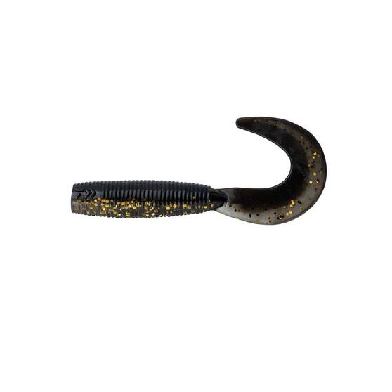 Daiwa Bait Junkie Grub Soft Plastic Lure 2.5in Black and Gold, Black and Gold, bcf_hi-res