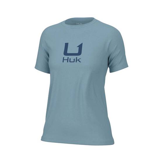 Huk Women's Crew Logo Short Sleeve Tee, Crystal Blue, bcf_hi-res
