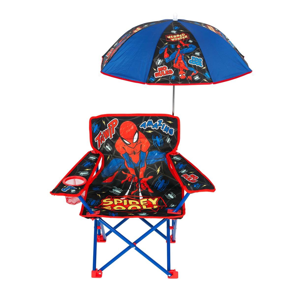 Spiderman Kids Camp Chair with Umbrella 30kg, , bcf_hi-res