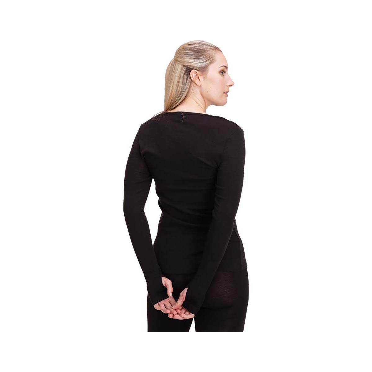 Macpac Women's 220 Merino Long Sleeve Tee, Black, bcf_hi-res