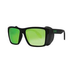 LXD Unisex Caspian Brooksy Sunglasses Matt Black with Green Mirror Lens, , bcf_hi-res