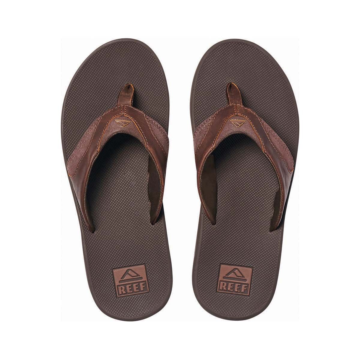 REEF Men's Leather Fanning Thongs, Dark Brown, bcf_hi-res