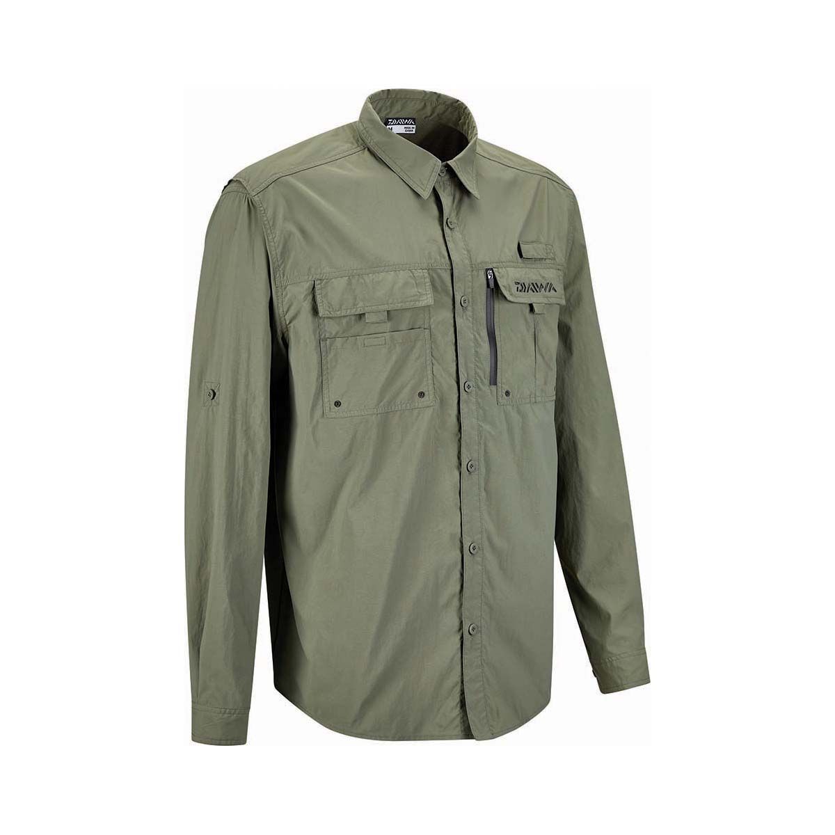 Daiwa Men&rsquo;s Long Sleeve Fishing Shirt, Olive, bcf_hi-res