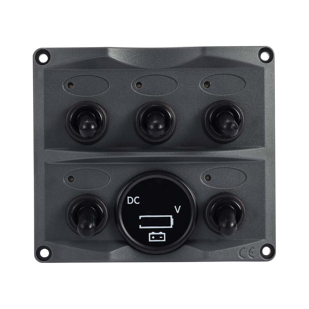 Bowline Switch Panel 5 Gang Voltmeter Black | BCF