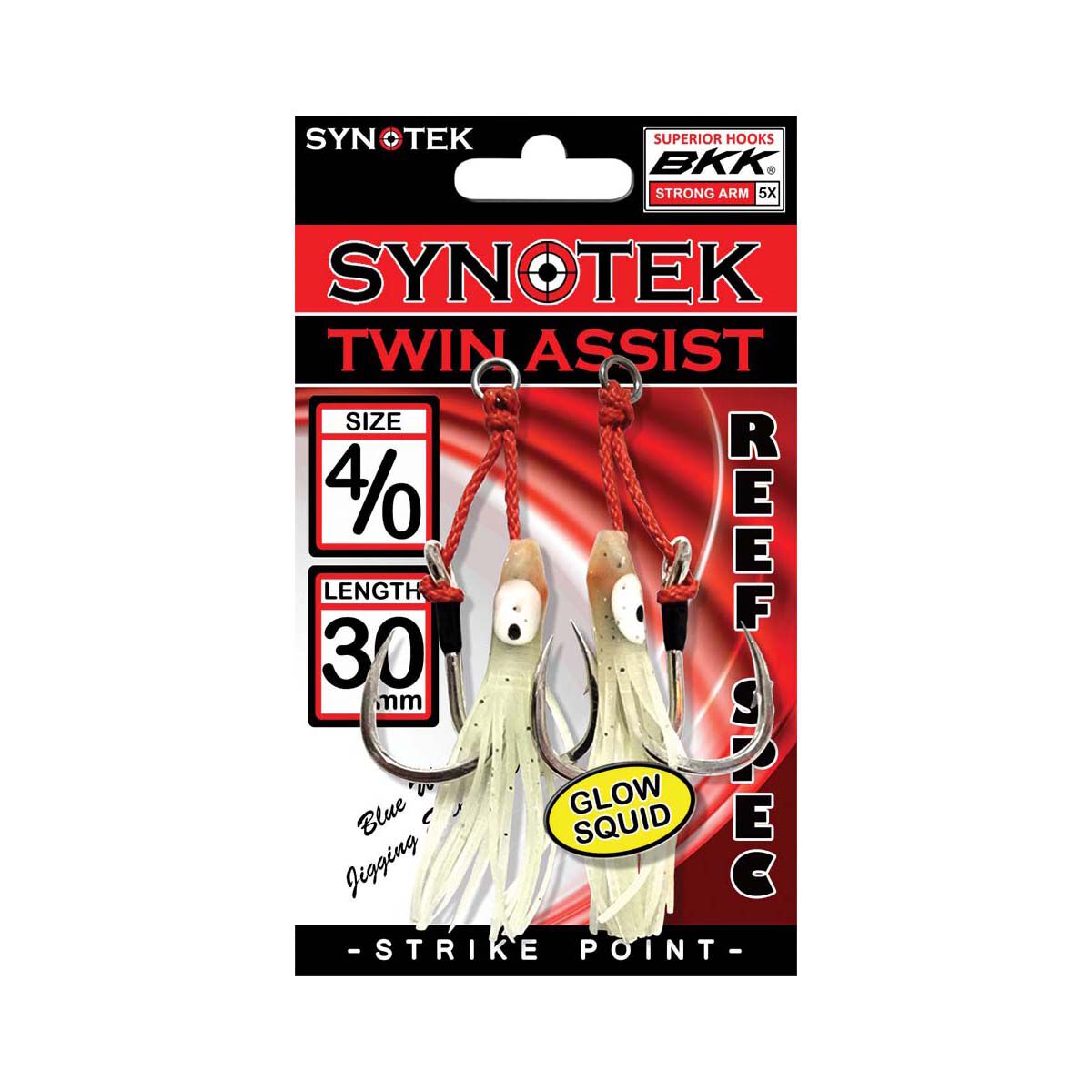 Synotek Twin Assist Hooks 4/0 3.0cm Full Glow, Full Glow, bcf_hi-res