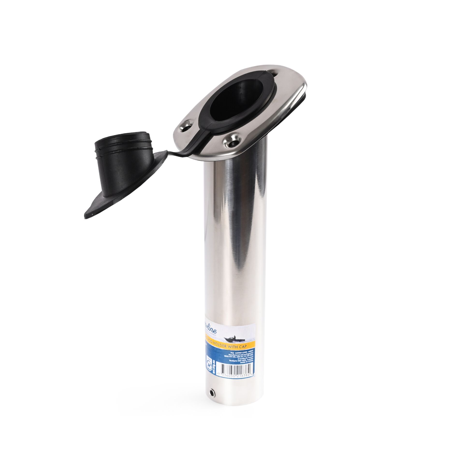 Bowline Stainless Steel Oval Rod Holder with Cap, , bcf_hi-res