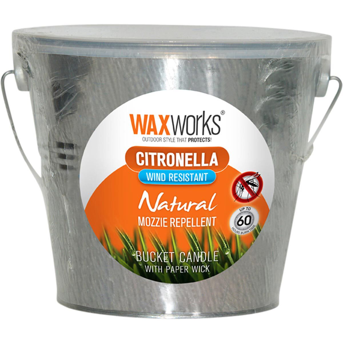 Waxworks Metal Bucket Citronella Candle, , bcf_hi-res