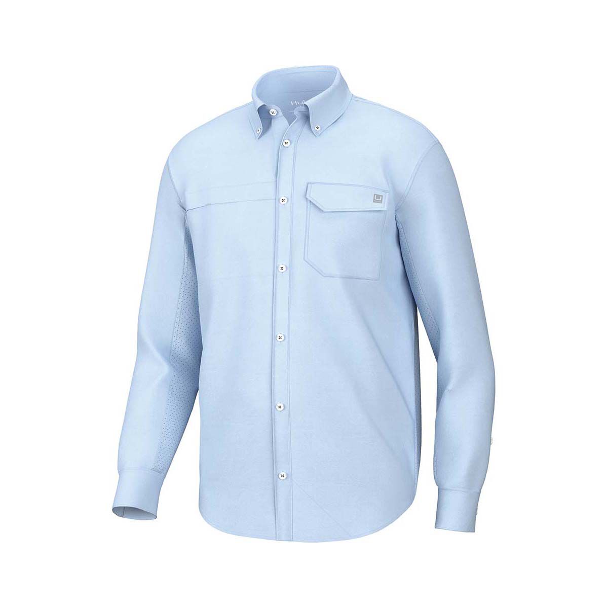 Huk Men's Tide Point Long Sleeve Fishing Shirt Ice Water XL, Ice Water, bcf_hi-res