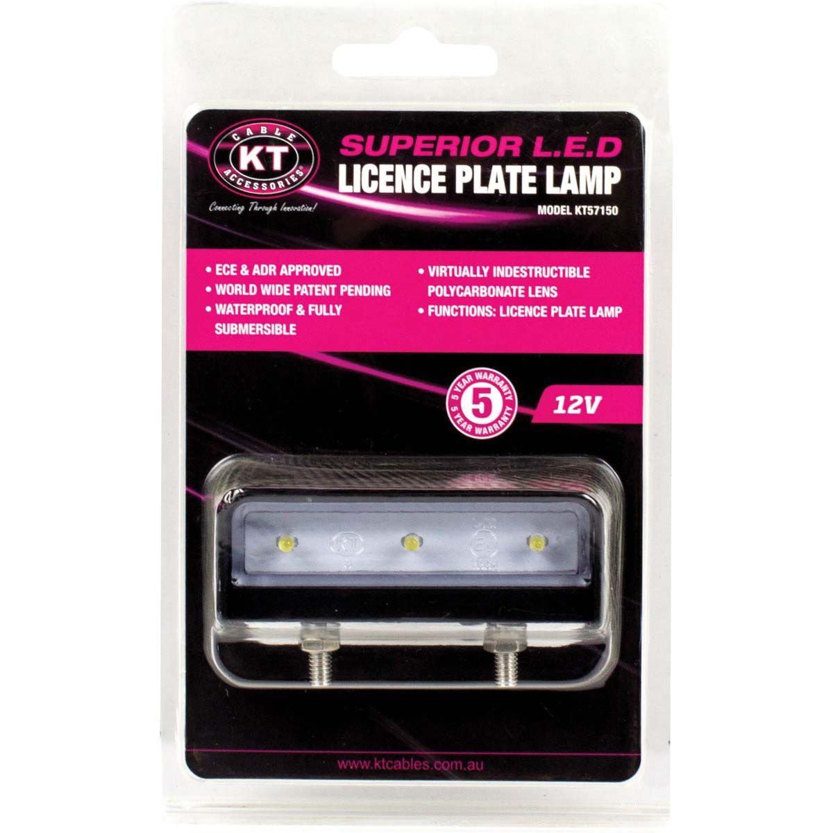 KT Cables Licence Plate Lamp - LED, White, 12V, , bcf_hi-res