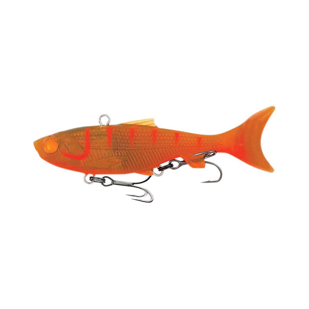 Samaki Vibelicious Thumper Tail Soft Vibe Lure 70mm 11g Motor Oil Orange UV, Motor Oil Orange UV, bcf_hi-res