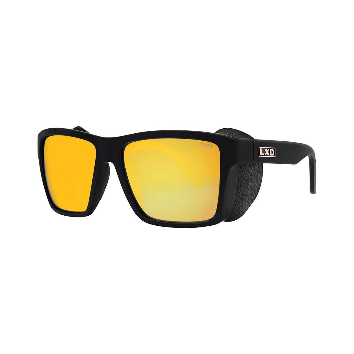 LXD Unisex Caspian Brooksy Sunglasses Polar Black with Orange Mirror Lens, , bcf_hi-res