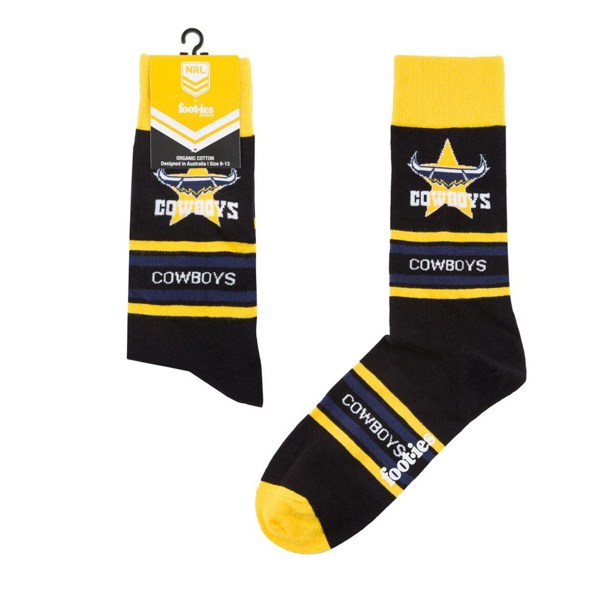 Foot-ies North Queensland Cowboys Stripe Organic Cotton Socks, , bcf_hi-res
