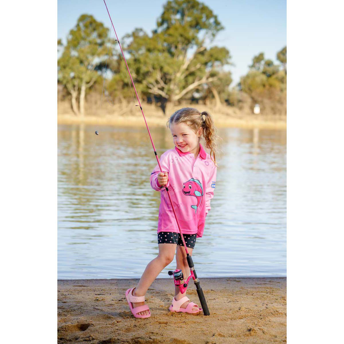 BCF x OzFish Kids' Fishing Shirt, Pink, bcf_hi-res