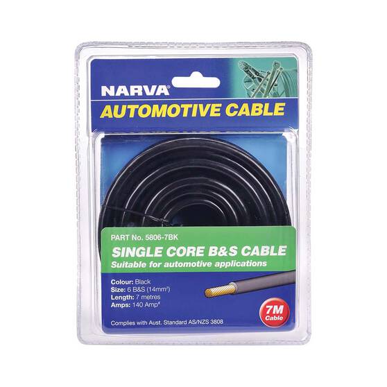Narva 140A single Core 6 B and S Cable 7m Black, , bcf_hi-res