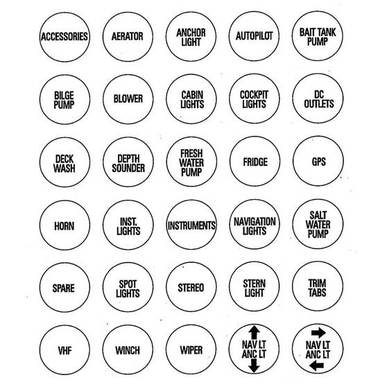 BLA Powerboat Switch Label Micro Set 1
