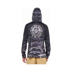 The Mad Hueys Men's Hittin’ The Jackpot Hooded Mask Fishing Shirt Black S, Black, bcf_hi-res