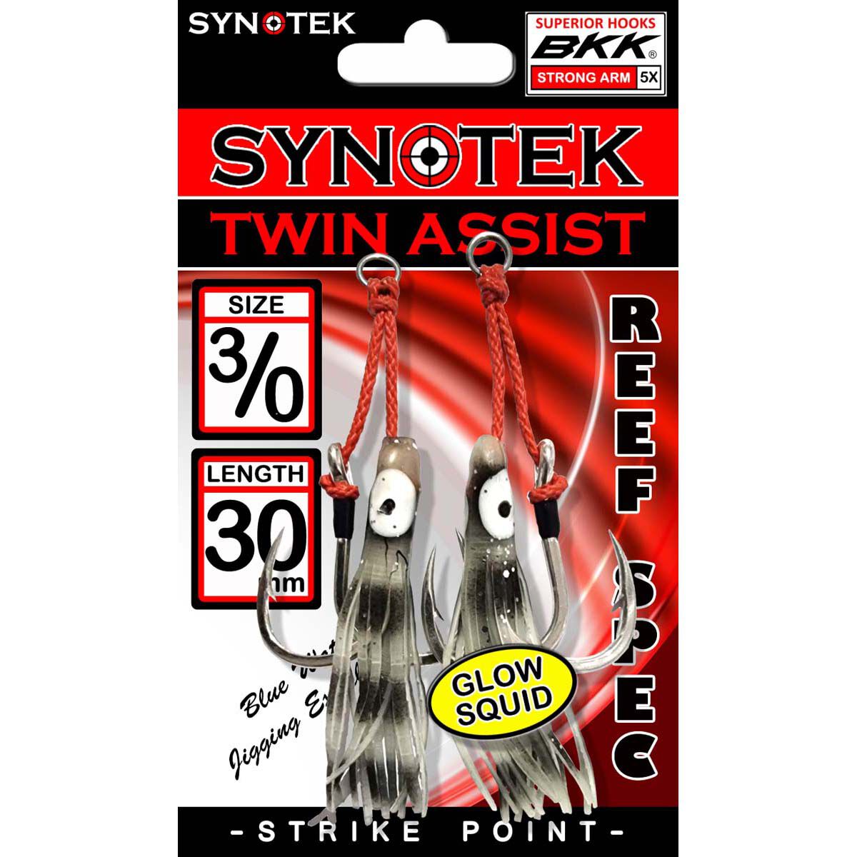 Synotek Twin Assist Hooks 3/0 3.0cm Black Glow, Black Glow, bcf_hi-res