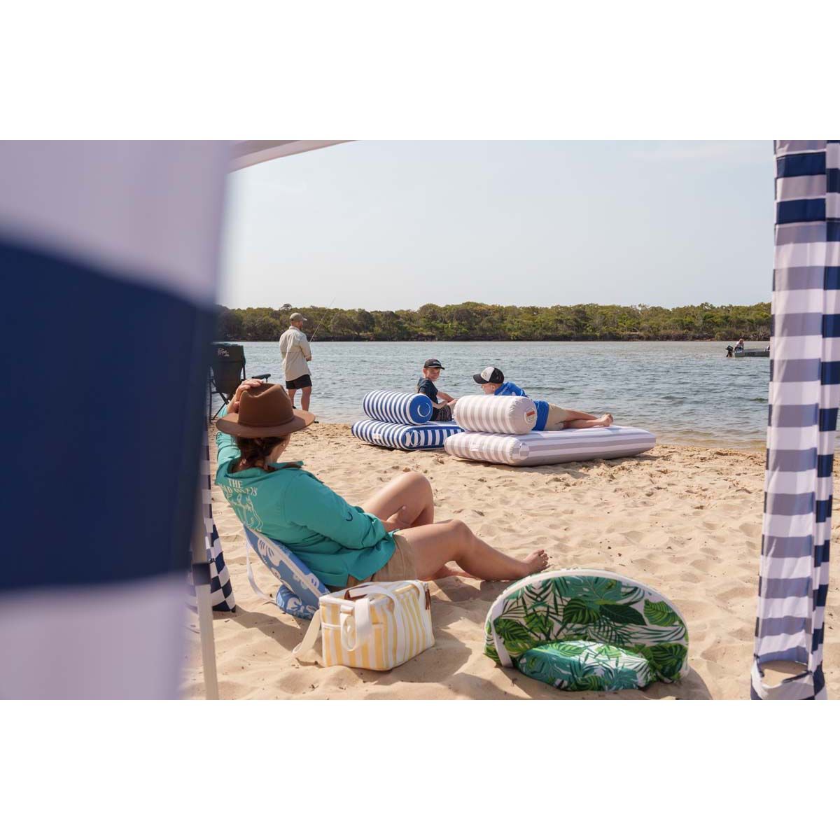 Wanderer Adjustable Beach Seat Pad Nautical Stripe, Nautical Stripe, bcf_hi-res