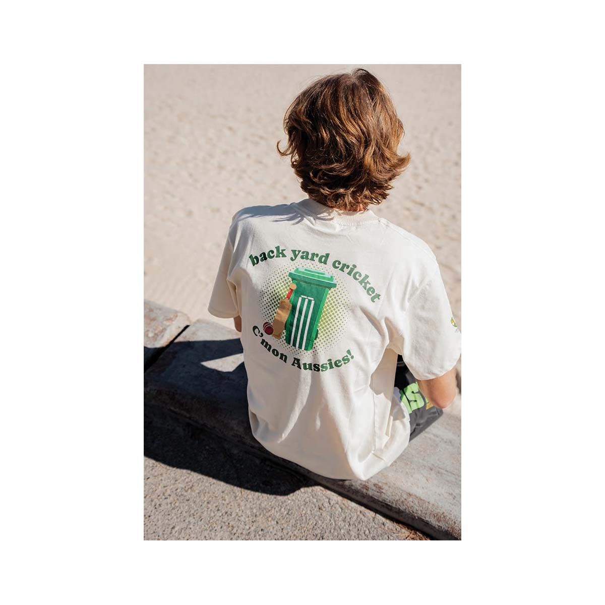 Gilroy x Cricket Australia Men's Backyard Cricket Short Sleeve Tee, Cream, bcf_hi-res