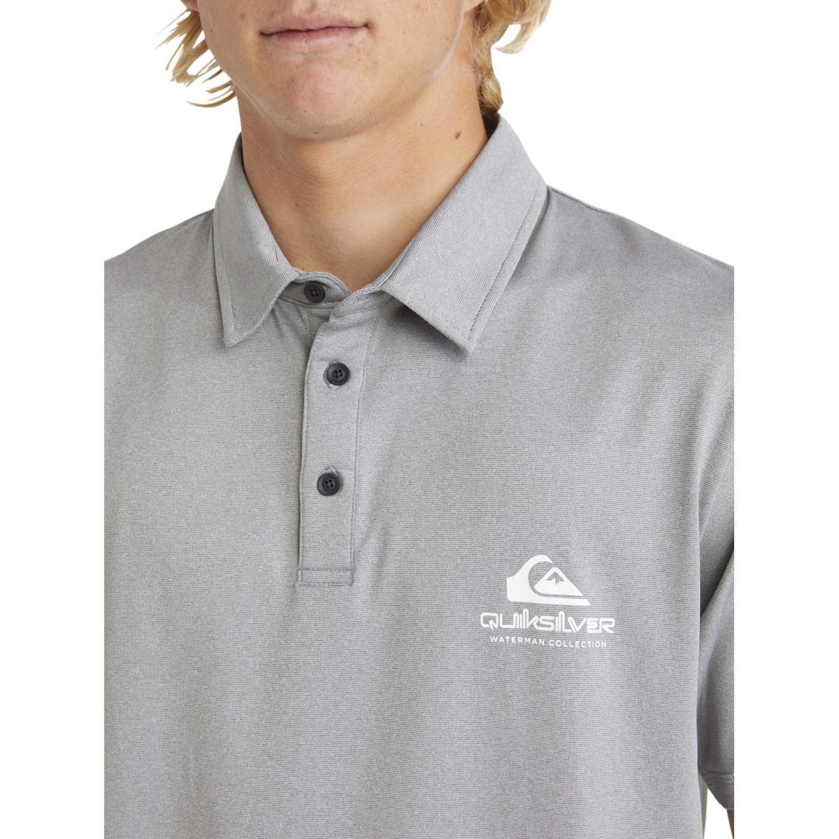 Quiksilver Men's Baitball Polo Rashie, Sharkskin, bcf_hi-res