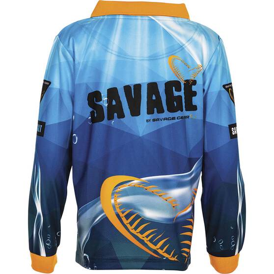 Savage Gear Kid's Little Savage Fishing Shirt, Blue, bcf_hi-res
