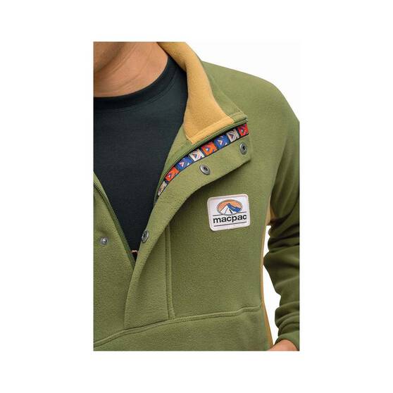 Macpac Men's Heritage Fleece Pullover Green / Gold L, Green / Gold, bcf_hi-res