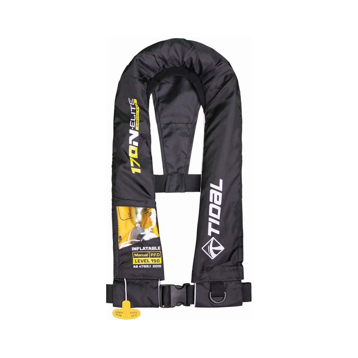 Tidal Elite Manual Inflatable PFD 170N Black, Black, bcf_hi-res
