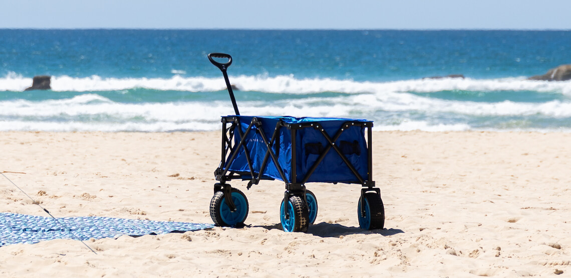 Wanderer Camp Cart on the shore with tent