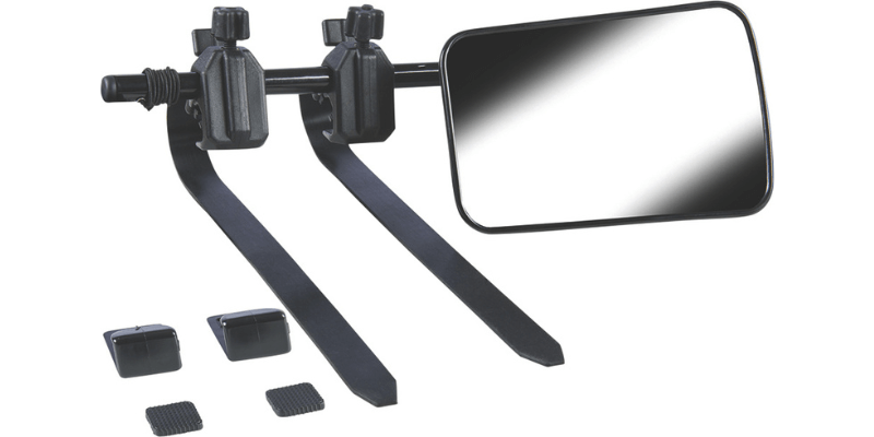 4WD towing a caravan on the highway with extended towing mirrors fitted