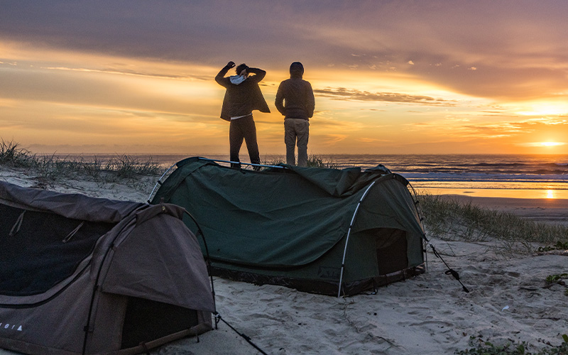 Winter swag camping